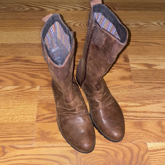 MERRELL VERA MID CALF BROWN LEATHER BOOTS SIZE 7.5 - Picture 1 of 4
